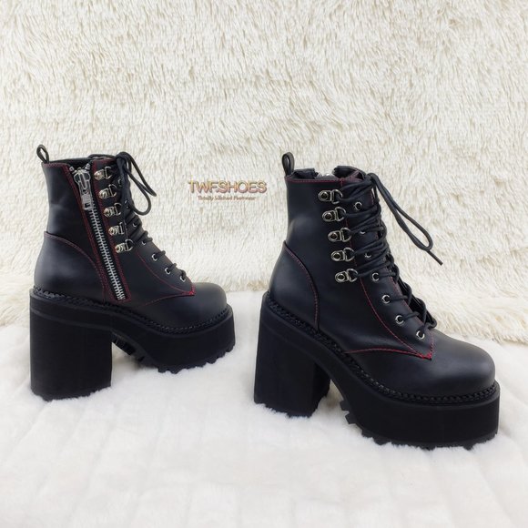 Gothic Punk Chunky Heel Platform Rocker Ankle Boot - Picture 6 of 16